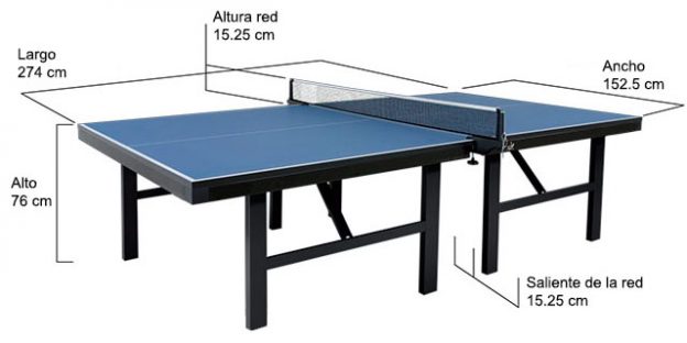 medida oficial mesa ping pong