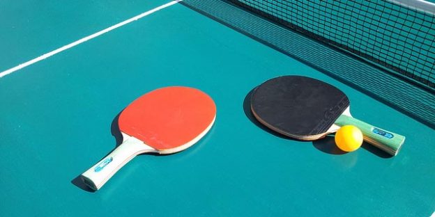 Palas sobre mesa de ping pong