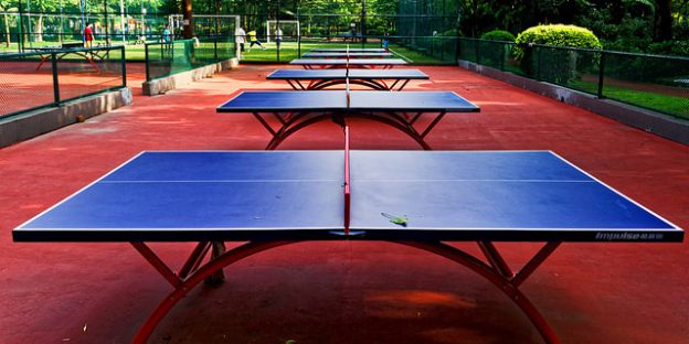 mesas de ping pong en un parque
