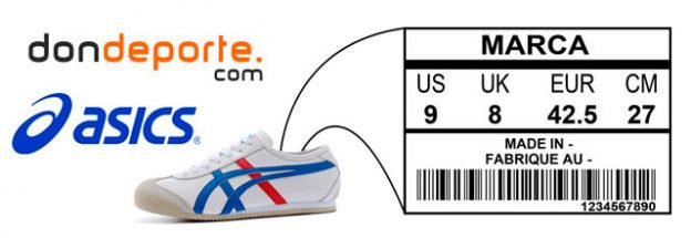 guía de tallas de Asics