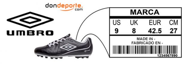 guía de tallas de umbro
